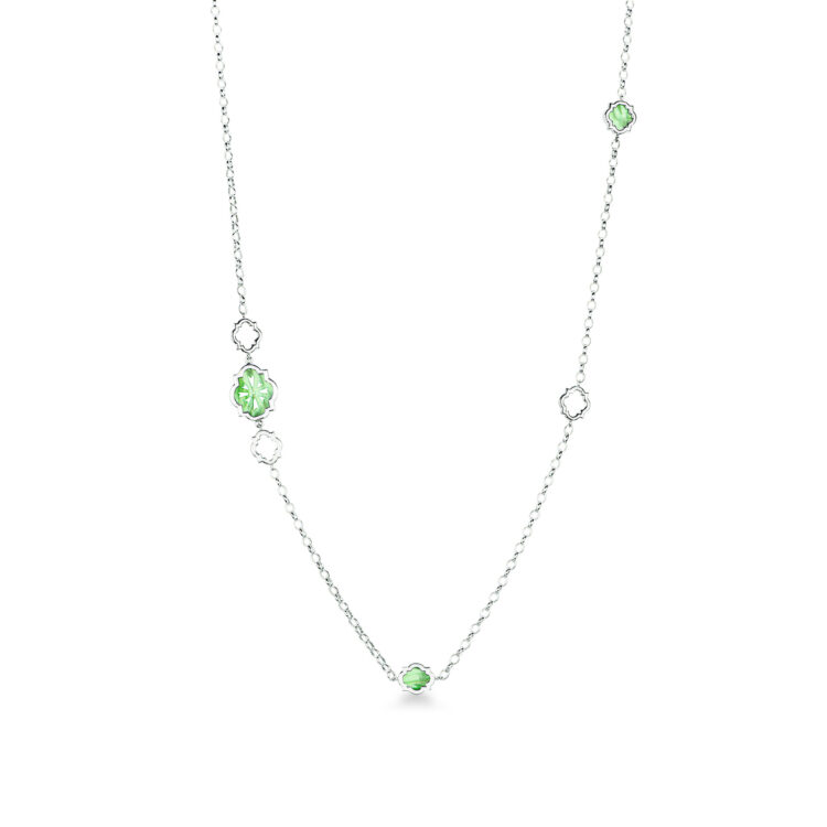 Collana scudo sole con sagome scudo piccole verde