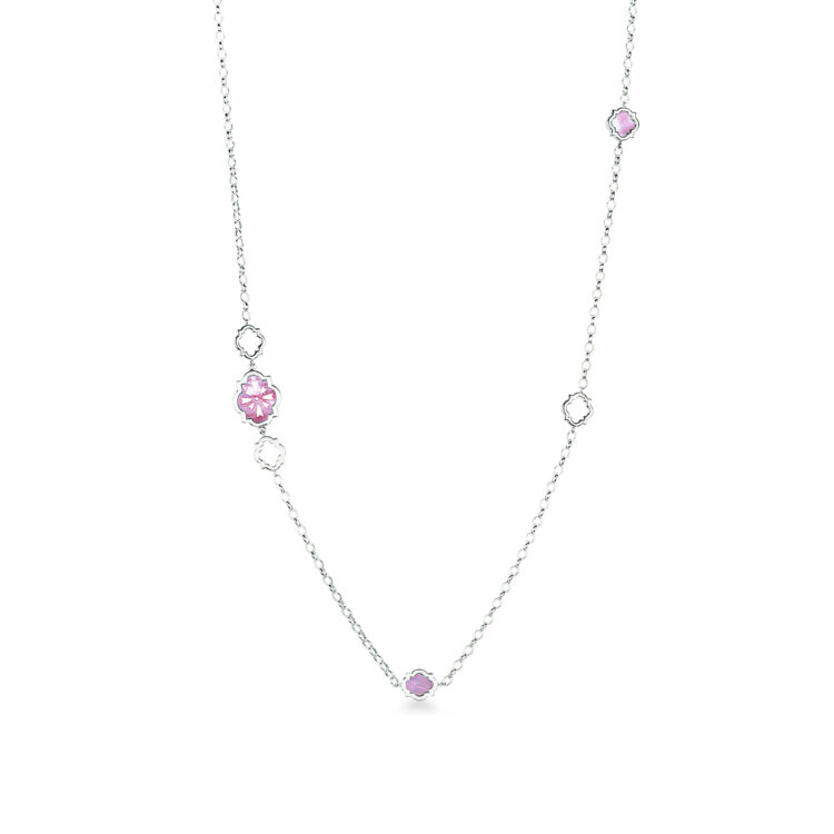 Collana scudo sole con sagome scudo piccole rosa