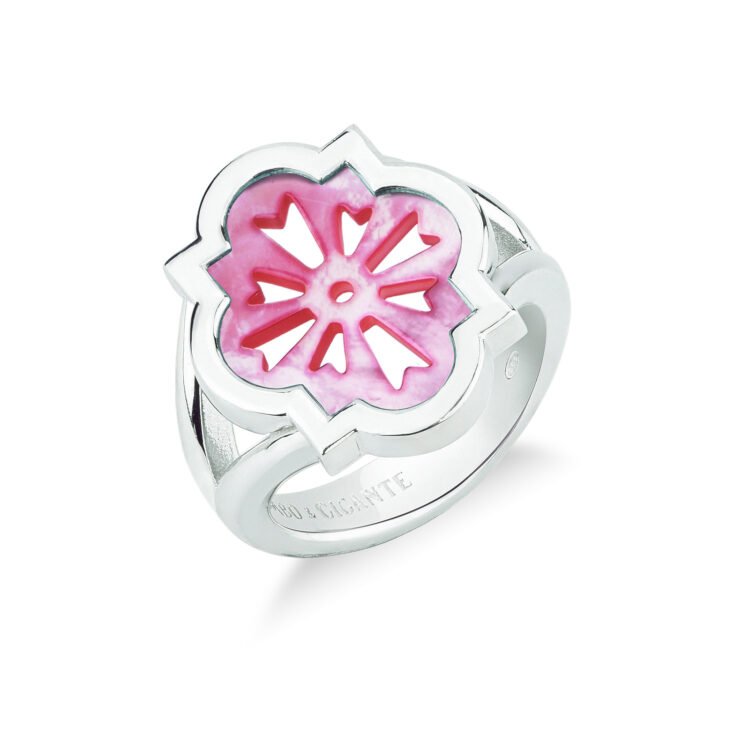 Anello scudo sole rosa