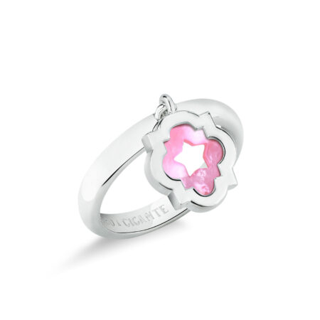 Anello con ciondolo pendente scudo simbolo stella rosa